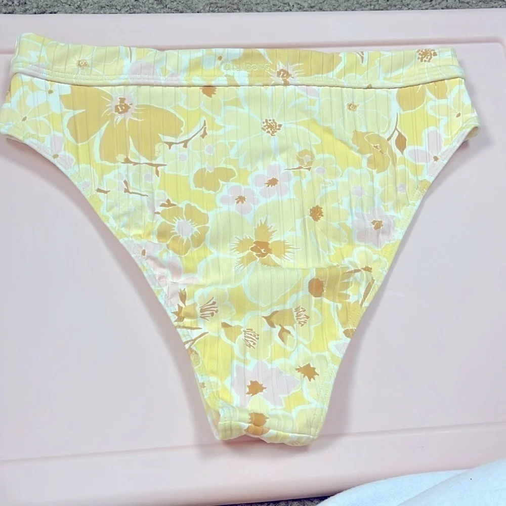 Billabong Make You Mine High Rise Yellow Flower Bikini Bottom